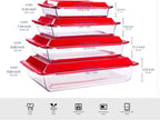 Set of 8 pcs Tempered Nesting Glass Baking Pan Set, Glass Baking Dish with BPA Free Lids. Oven, Microwave, Refrigerator and Dishwasher Safe - 1L, 1.7L, 2.8L, 4.2L