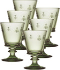 La Rochere Napoleon Bee Olive Green Stemmed Wine Glass Set of 6 – Vintage Wine Glasses – La Rochere Bee Glassware Sets (9 oz)