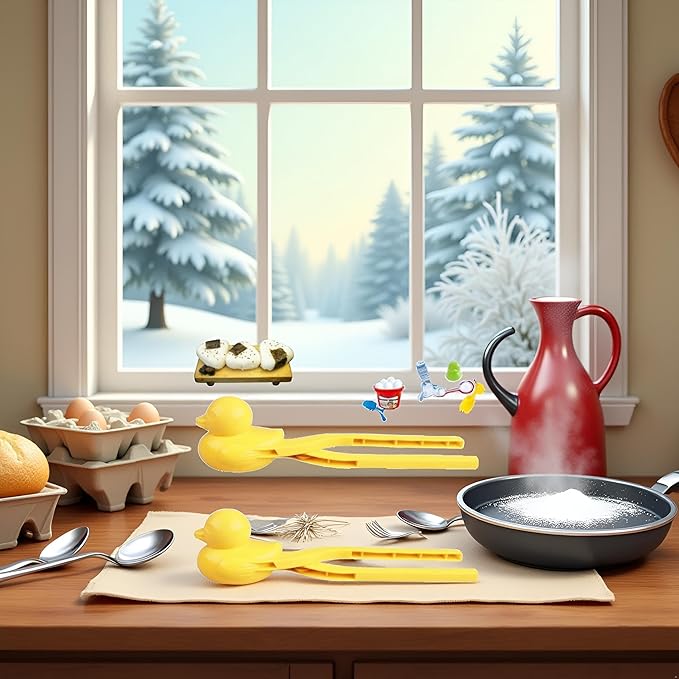 2Pcs Duck Rice Mold, Butter, Rice Mold, Maker Clip,Snowball Tool With Handle, Snowball, Cartoon Duck Maker Clip Snow Ball Kitchen Utensils and Gadgets