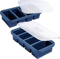 Souper Cubes 1 Cup Silicone Freezer Molds with Lids - Soup Cubes Freezer Tray with Lid - Perfect for Freezing Broth, Rice, Individual Portions, Meal Prepping and More - Blueberry - 2-Pack