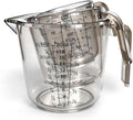 Plastic Measuring Cups Set, 3PCS with Pour Spout & Handle, Multi-Scale (cup | oz | ml) Stackable Liquid & Dry Measuring Tools for Baking Cooking, Essential Kitchen Gadgets (Coffee Brown)