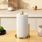 Paper Towel Holder Countertop, Standing Paper Roll Holder with Anti Slip Weighted Base, Stainless Steel Freestanding Paper Towel Holder for Kitchen, Gold