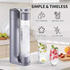 Sparkling Water Machine, Seltzer & Carbonator for Drinks, Soda Steaming Dispenser, Carbonator Machine with 2 BPA Free Bottles, Compatible with Screw-in 60L CO2 Cylinder(NOT Included), GREY