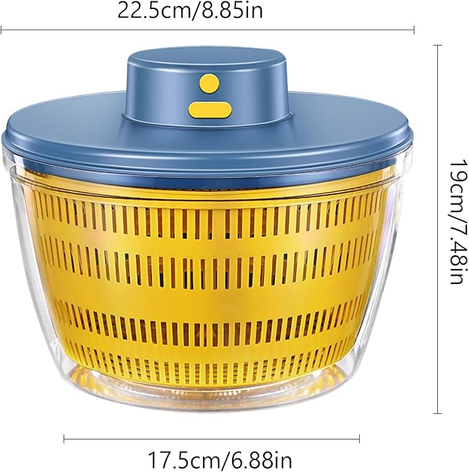 Vegetables Washer Dryer,4L Large Capacity Fruit Vegetable Strainer Spinner,USB Electric Salad Lettuce Spinner,Automatic Compact Salad Cleaner and Dryer for Home Kitchen(Blue)
