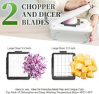 14-In-1 Chopper Vegetable Cutter with 7 Blades, Vegetable Chopper with Container and Lid, Mandoline Slicer for Kitchen, Veggie Slicer for Salad, Cheese Grater, Kitchen Gadgets Accessories Essentials