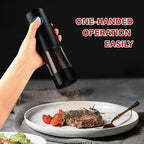 Electric Salt and Pepper Grinder Set - Battery Operated Spice Mills with Adjustable Coarseness, LED Light, Automatic Spice Grinder for Kitchen Appliance, with Cleaning Brush and Stand, Home Cooking