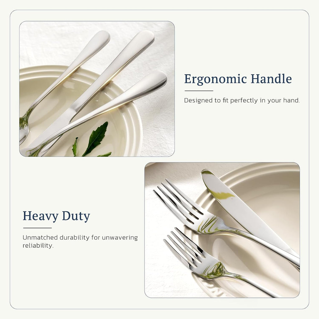 Astercook 24 Piece Stainless Steel Silverware Set for 4 – Flatware Set with Steak Knives