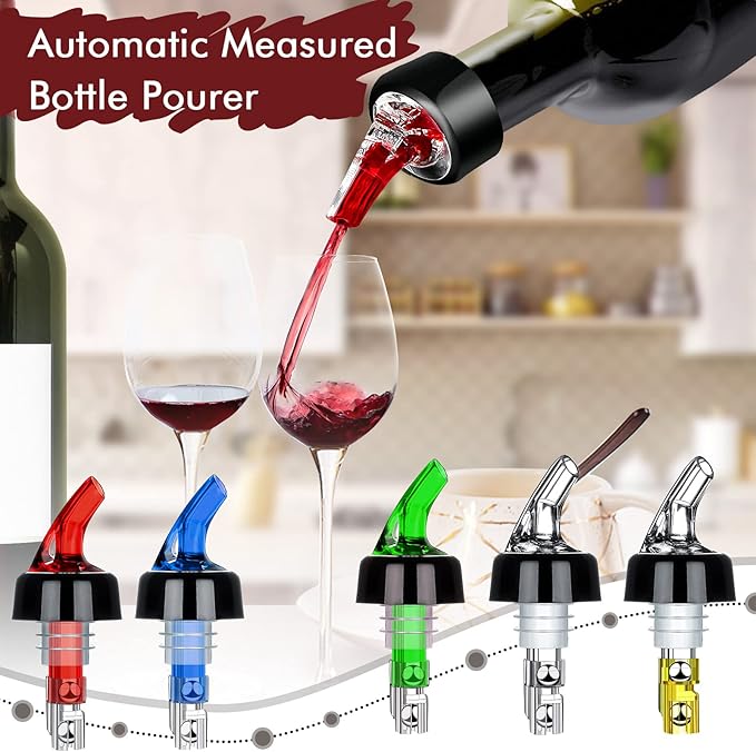 SuproBarware Automatic Measured Bottle Pourer Liquor Bottle Pourer Quick Shot Dispenser 1oz Liquor Pour Spout for Alcohol,Wine,Spirits, Home Bar Kitchen Tools 25 Pack