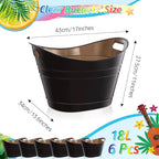 meekoo 6 Pcs Plastic Ice Buckets Bulk with Handles 4.5L Oval Storage Tub Large Capacity Ice Drink Bucket for Easter Summer Party Bar Wine Beer Champagne Beverage Bottle Cooler(18 L,Black)