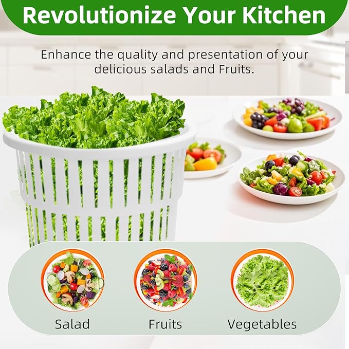 5 Gallon Commercial Salad Spinner and Dryer, Large Manual Vegetable Washer & Greens Dryer with Drain Tube, Heavy-Duty & FDA Listed for Restaurant, Home, Farm Use