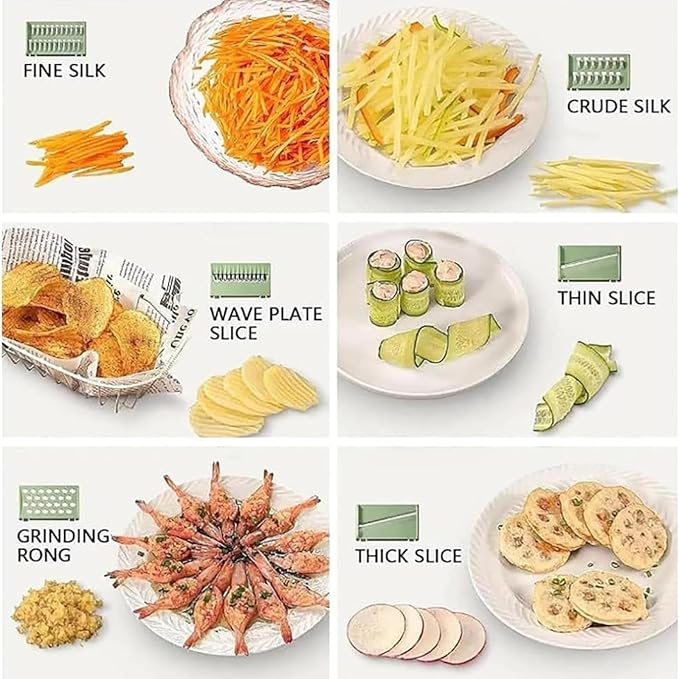 6-in-1 Vegetable Cutter, Mandoline Slicer for Kitchen, Vegetable Slicer Cutter with Multi Blade, Cheese Grater, kitchen gadgets (2pcs)