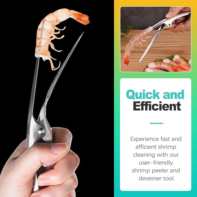 2 Pack Stainless Steel Shrimp Peeler and Deveiner Tool, Multifunctional Shrimp Cleaner Knife for Effortless Seafood Prep, Professional Shrimp Cleaning Gadget for Home Kitchen