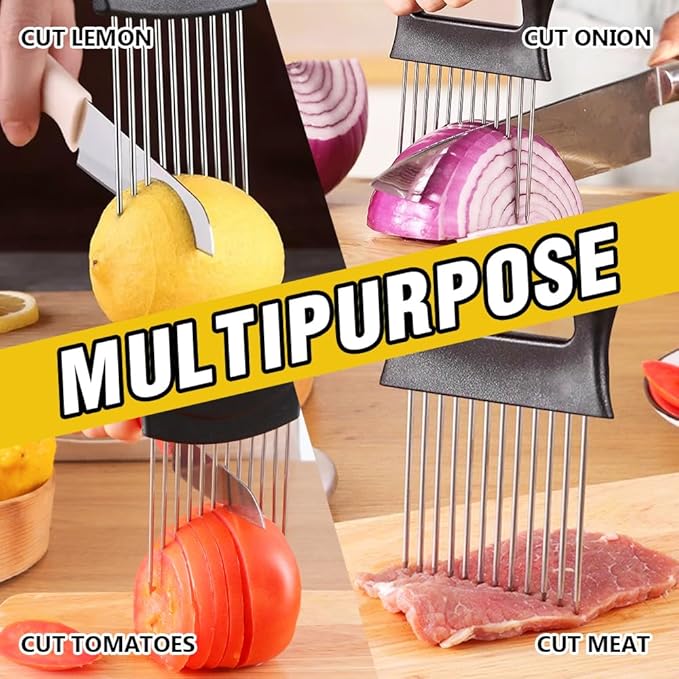 Onion Holder for Slicing, Stainless Steel Onion Slicing Rack, 2026 Upgraded Slicer, Lemon Slicer Vegetable Cutter, Home Kitchen Tools, Fruit, Lemon Slice Aids (Square-1pc)