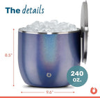 Snowfox XL - Insulated Ice Bucket with Lid/Scoops, Premium Vacuum Insulated Stainless Steel Ice Buckets for Parties, Ice Box, Home Bar Accessories, Parties Supplies, Bar Decor, 7L, Blue