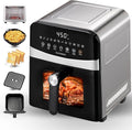 Stainless Steel Air Fryer Ceramic 12 in 1, Dual-Blazes in Steel Housing, 6QT 2-3 Servings Visible 8.27" Basket with Teflon-Free Premium Coating, 1700W, DAYBEST Dishwasher Safe Kits (Stainless Steel)