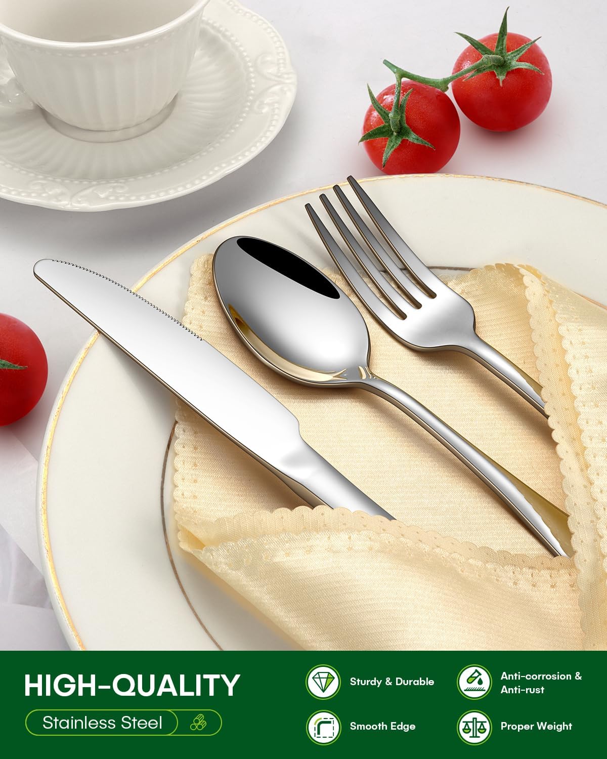 20 Piece Stainless Steel Silverware Set for 4 – Flatware Cutlery Set