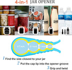 Jar Opener, Bloss Non Slip Jar Bottle Opener Jar Gripper for Weak Hands, Seniors With Arthritis and Children, 4 in 1 Multi-Function Colorful Can Opener Kitchen Tool Get Lids Off Easily, Blue Yellow