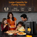Fullwill Air Fryer with Viewing Window 6QT,12 Cooking Presets,AirFry,Roast,Bake,Reheat,Dehydrate, 1700W Fast Even Heating, Max 400°F, Nonstick Basket Dishwasher Safe,for Families and Party