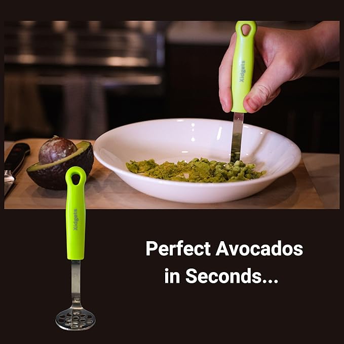 Mini & Medium Masher Box Set. Avocado & Small Potato Mashers. Heavy Duty, Stainless Steel, Dishwasher Safe. Ideal Kitchen Utensils. Compact & Durable. Kitchen Essentials. (Sky Blue/Zippy Green)
