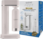 Stainless Steel White Sparkling Water and Soda Maker Machine with 3 White Stainless Steel 1L Re-Usable Bottle