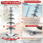 Commercial Chocolate Fountain, 6 Tiers 19 lb Capacity Large Commercial Hot Chocolate Fondue Tower Stainless Steel Chocolate Melting Heating Machine for Nacho Cheese Liqueurs Party Wedding