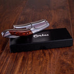 CORKAS Extravagant Professional Wine Key for Executive Waiter, Heavy Double Hinged Fulcrum Corkscrew Wine Opener with Premium Rosewood Handle and Foil Cutter, Great Birthday Gift for Sommelier, Waiter