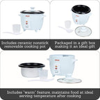 IMUSA Mini Electric Rice Cooker 6 Cup Cooked 3 Cup Uncooked – Ceramic Nonstick Pot, Small Multi Cooker for Rice, Quinoa, Oatmeal, Stew – Keep Warm – Compact for Dorm RV Kitchen
