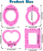Mujiang Photo Frame Fondant Mold Picture Frame Silicone Mold Vintage Frame Molds for Cake Decorating Cupcake Topper Chocolate Candy Polymer Clay Set Of 4