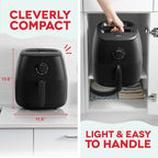 Dash Tasti-Crisp™ Air Fryer - AirCrisp® Technology - Compact Design with Adjustable Temperature Control - Nonstick Fry Basket & Auto Shut-Off Feature - 6 Quarts - Black