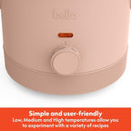 bella 1.5 Qt Slow Cooker with 3 Heat Manual Control, Ceramic Nonstick Coating, Dishwasher Safe Stoneware Pot and Tempered Glass Lid, Tangle Free Cord Wrap & Cool Touch Handles, Blossom