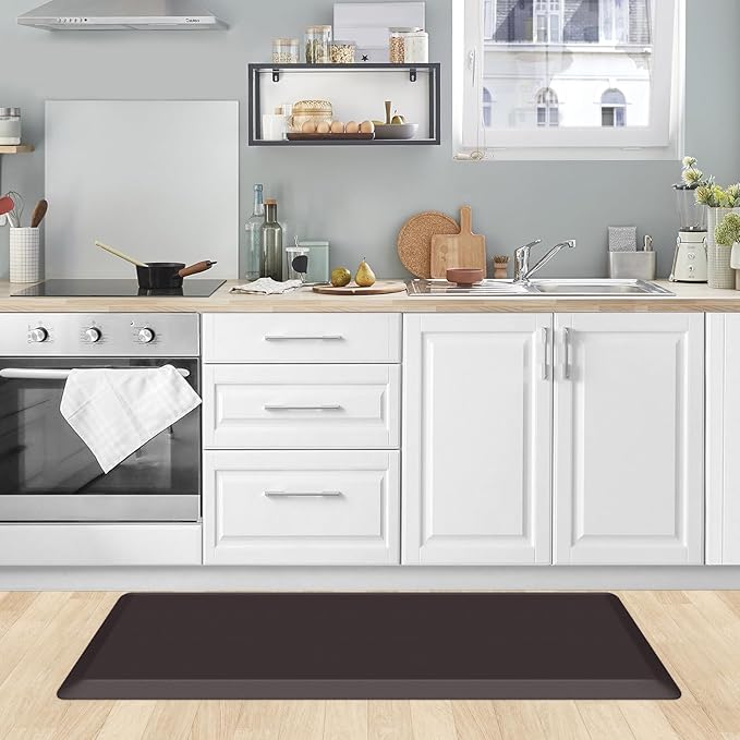 KitchenClouds Kitchen Mat Cushioned Anti Fatigue Kitchen Rug Non Slip Standing Mat Comfort Floor Mats for Sink Office (17.3"x39"- 0.8inch)