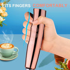 YUSWKO Rose Gold Handheld Milk Frother Wand with Stand for Coffee, Rechargeable Electric Whisk with 3 Heads 3 Speeds Drink Mixer Coffee Frother For Latte, Cappuccino, Hot Chocolate, Egg