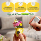 Renmxj Mini Ceramic Vase Magnets for Fridge, Cute Tiny Plant Vase Fridge Magnets for Kitchen Refrigerator Office Locker Decoration with Fake Flowers (5 Pack)