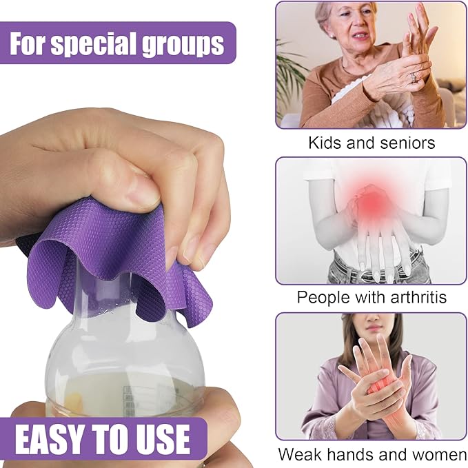 LUTER 4pcs Jar Opener, Rubber, Multi-function Silicone Bottle Opener for Seniors with Weak Hands Lid Cap Gripper Pads Kitchen Coasters Gadgets(Blue, Purple)