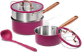 CAROTE 1.5Qt & 3.0Qt Stainless Steel Saucepan Set with Steamer & Ladle, Non-Toxic 3-Ply Stainless Steel Pot with Lids, Small Pots for Cooking, Oven Safe, Induction Compatible Cookware, Purple