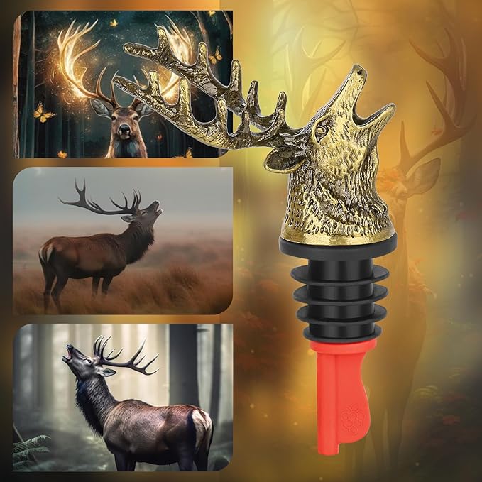 Deer Head Liquor Pourers Spout, Deer Wine Bottle Pourer and Stopper for Wine Spirits, Stag Gifts Birthday Gifts Hunting Gifts for Hunters Men Women, Bronze