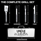 Uncle Gifts, Uncle Gifts from Niece/Nephew Heavy Duty Grilling Accessories Kit for Backyard BBQ, Thick Stainless Steel Grill Utensils with Non-Slip Handle Tool for Man on Birthday Fathers Day