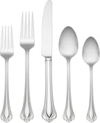 Lenox Silverware Set For 12, Alcott 89-Piece Flatware Set with Serving Utensils, Service For 12, 18/10 Stainless Steel, Mirror Finish, Dishwasher Safe, Knives Spoons and Forks (Silver, 89 Piece)