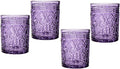 Godinger Old Fashioned Whiskey Glasses, Drinking Glasses, Vintage Decor, Glass Cups, Water Glasses, Cocktail Glasses - Jax Collection, 12oz, Purple, Set of 4