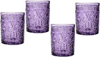 Godinger Old Fashioned Whiskey Glasses, Drinking Glasses, Vintage Decor, Glass Cups, Water Glasses, Cocktail Glasses - Jax Collection, 12oz, Purple, Set of 4