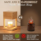 Candle Warmer Lamp Wood with Timer, Dimmable Electric Candle Lamp Warmer for Jar Candles, 2 * 35 Watt Bulb, Birthday Gifts for Mom, Decorative Wooden Candle Lamp for Bedroom Home Decor