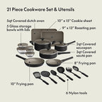 bella 21 Piece Kitchen Set with EverGood™ Ceramic Nonstick Coating, Dishwasher & Oven Safe, All Stovetops Compatible, Tempered Glass Lids & Cool Touch Handles, Black