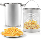 AVLA Asparagus Pot, 4 Quart Stainless Steel Steamer Cooker, Vegetable Asparagus Cooker with Removable Basket and Lid for Pasta, Spaghetti, Boiled Eggs, Shrimp, Oil Deep Fry Pan for French Fries