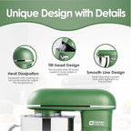 Kitchen in the box Stand Mixer - 6.5 Quart Mixing Bowl with Handle, 900 Watt Heavy Bread Dough Standing Mixers Tilt-head with Dough Hook, Whisk, Flat Beater and Splash Guard (Green)