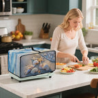 Beach Starfish Shell Print Toaster Oven Scratch-resistant Cover, Heat-resistant Small Appliance Cover for Kitchen Counter with Storage Pockets (Large-18.5 * 22.5 * 12.99 inches)