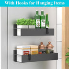 HuggieGems 2 Pack Magnetic Spice Storage Rack Organizer for Refrigerator and Oven, Dark Gray Fridge Organizers and Storage