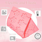 3Pcs Lollipop Mold Kit, 36 Capacity CHELIZIYA 3 Shapes Pink Silicone Candy Molds, Non-Stick Silicone Flower Chocolate Mold with 100Pcs Sticks, 100Pcs Bags, 100Pcs Ties for Party