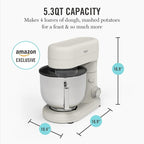 Martha Stewart  Tilt-Head Stand Mixer, 12 Speed, 5.3QT Stainless Steel Bowl, Splash Guard with Pour Chute, Whisk, Dough Hook, Flat Beater, Electric Kitchen Baking Mixer, Bread, Cake, Whip, Linen White