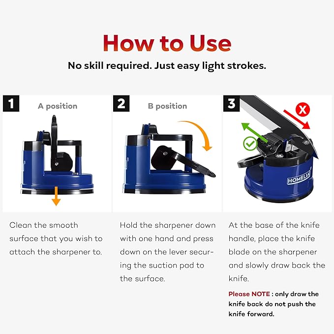 Knife Sharpeners for Kitchen Knives - Pocket Knife Sharpener Tool - Cuchillos para cocina - Kitchen Knife Sharpener with suction cup - Blade Sharpener - Small Knife Sharpening Kit