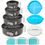 4, 7, 9, 10 Inches Springform Cake Pan Set, Spring Form Pans for Cheesecake, Nonstick Round Baking Pan Set with Silicone Protector, Parchment Paper, Icing Scrapers
